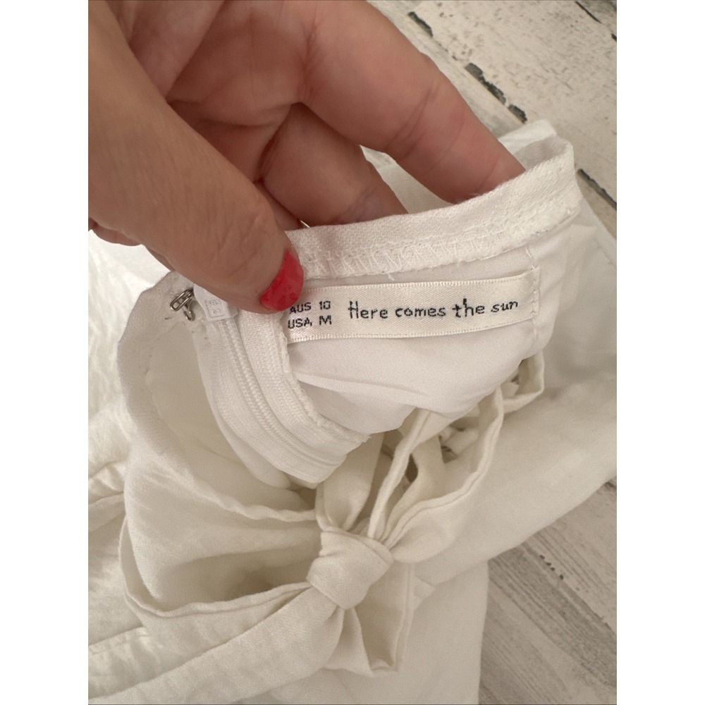 Here Comes The Sun‎ Strapless Romper Medium Women's White Tie back - Picture 5 of 12